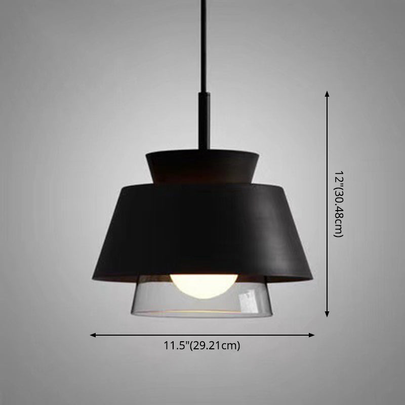 2-Shade Pendulum Light Macaron Metal and Glass 1-Bulb Restaurant Ceiling Pendant Lamp Clearhalo 'Ceiling Lights' 'Modern Pendants' 'Modern' 'Pendant Lights' 'Pendants' Lighting' 2593412