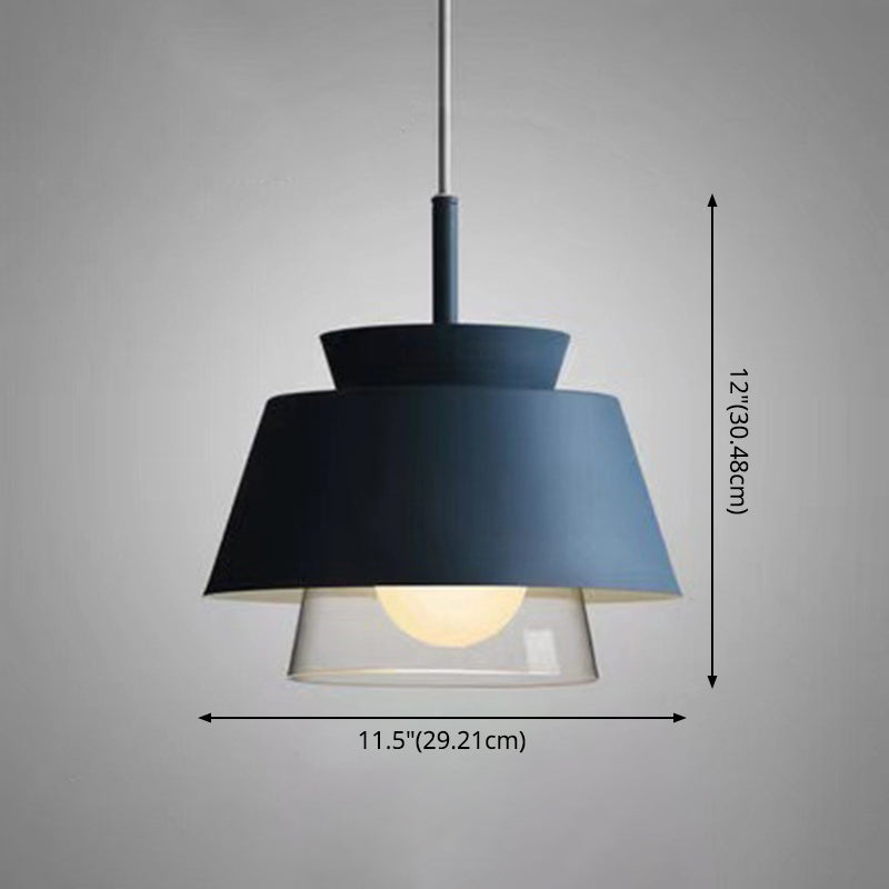 2-Shade Pendulum Light Macaron Metal and Glass 1-Bulb Restaurant Ceiling Pendant Lamp Clearhalo 'Ceiling Lights' 'Modern Pendants' 'Modern' 'Pendant Lights' 'Pendants' Lighting' 2593415