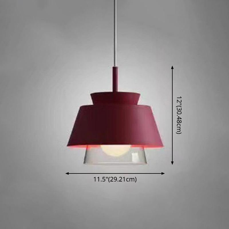 2-Shade Pendulum Light Macaron Metal and Glass 1-Bulb Restaurant Ceiling Pendant Lamp Clearhalo 'Ceiling Lights' 'Modern Pendants' 'Modern' 'Pendant Lights' 'Pendants' Lighting' 2593416