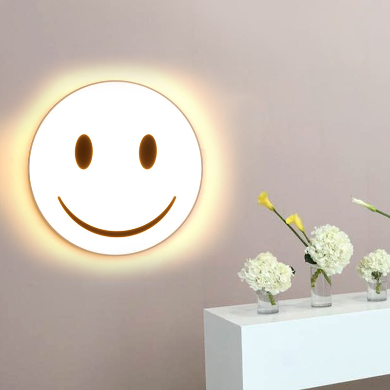 Round Flush Ceiling Light with Smile Emoji Led Mini Flushmount Lamp with Acrylic Shade White A Clearhalo 'Wall Lamps & Sconces' 'Wall Lights' Lighting' 259343