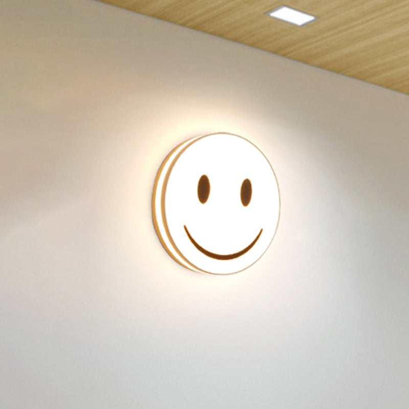 Round Flush Ceiling Light with Smile Emoji Led Mini Flushmount Lamp with Acrylic Shade Clearhalo 'Wall Lamps & Sconces' 'Wall Lights' Lighting' 259344