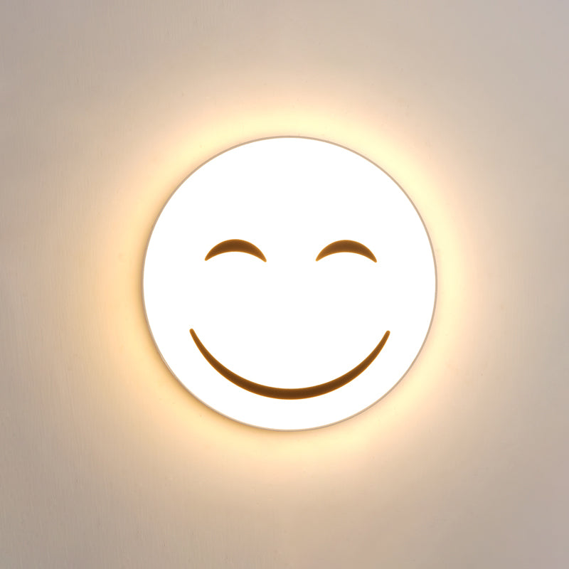 Round Flush Ceiling Light with Smile Emoji Led Mini Flushmount Lamp with Acrylic Shade White D Clearhalo 'Wall Lamps & Sconces' 'Wall Lights' Lighting' 259347