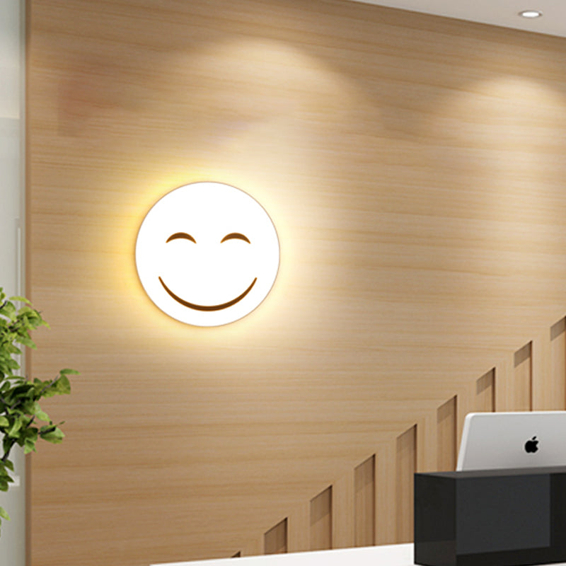 Round Flush Ceiling Light with Smile Emoji Led Mini Flushmount Lamp with Acrylic Shade Clearhalo 'Wall Lamps & Sconces' 'Wall Lights' Lighting' 259348