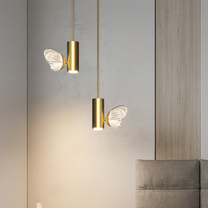 Simple Style LED Spotlight Brass Finish Twig and Butterfly Pendant Light with Acrylic Shade Clearhalo 'Ceiling Lights' 'Modern Pendants' 'Modern' 'Pendant Lights' 'Pendants' Lighting' 2593484