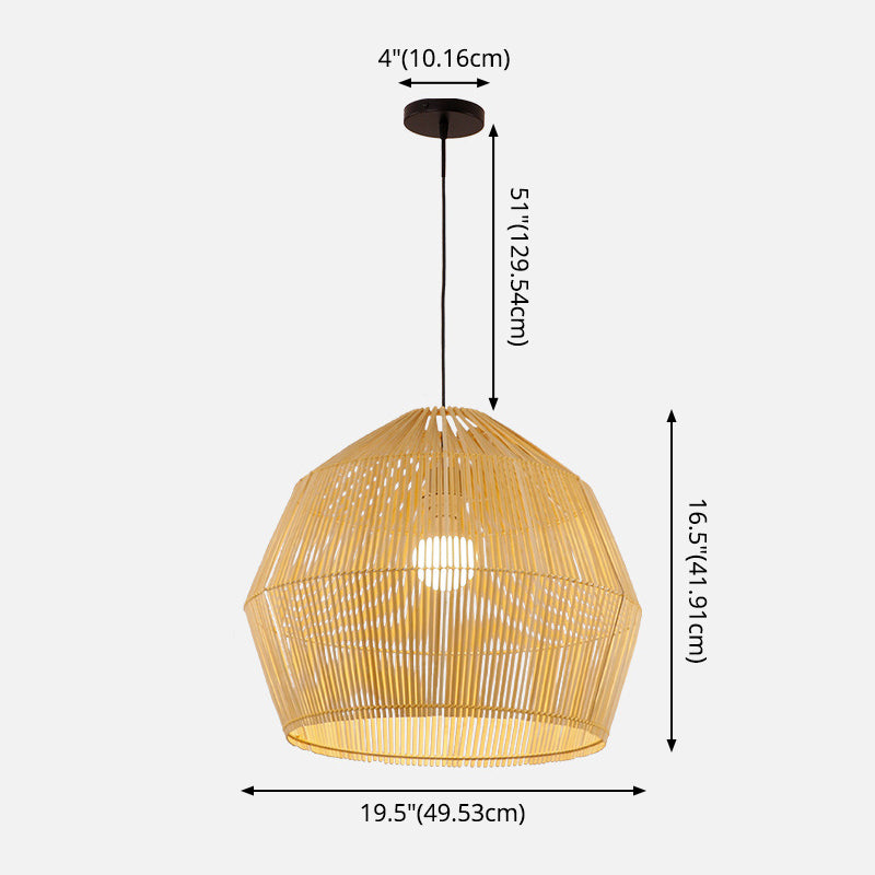 Round Pendant Lighting Fixture Asian Style 1-Bulb Wood Suspension Light for Balcony Clearhalo 'Ceiling Lights' 'Pendant Lights' 'Pendants' Lighting' 2593590