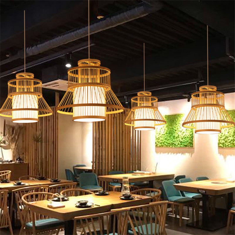 Wood Flared Pendant Light Fixture Nordic 1-Light Bamboo Suspension Light for Diner Clearhalo 'Ceiling Lights' 'Pendant Lights' 'Pendants' Lighting' 2593715