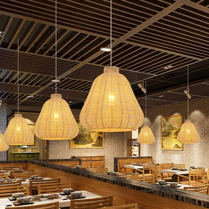 Carambola Suspension Pendant Light Creative Asian Bamboo 1 Bulb Wood Ceiling Light Clearhalo 'Ceiling Lights' 'Pendant Lights' 'Pendants' Lighting' 2593721