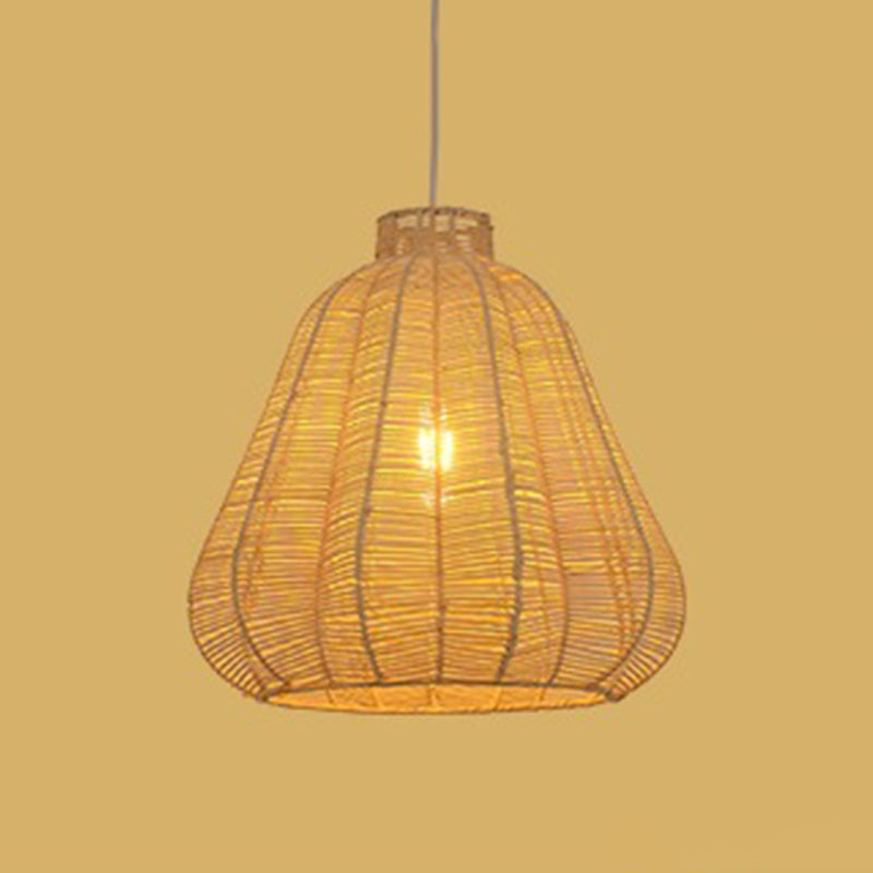 Carambola Suspension Pendant Light Creative Asian Bamboo 1 Bulb Wood Ceiling Light Clearhalo 'Ceiling Lights' 'Pendant Lights' 'Pendants' Lighting' 2593722