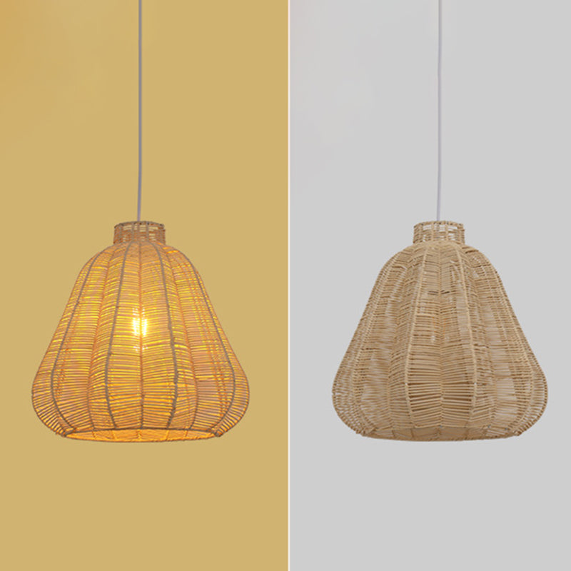 Carambola Suspension Pendant Light Creative Asian Bamboo 1 Bulb Wood Ceiling Light Clearhalo 'Ceiling Lights' 'Pendant Lights' 'Pendants' Lighting' 2593723