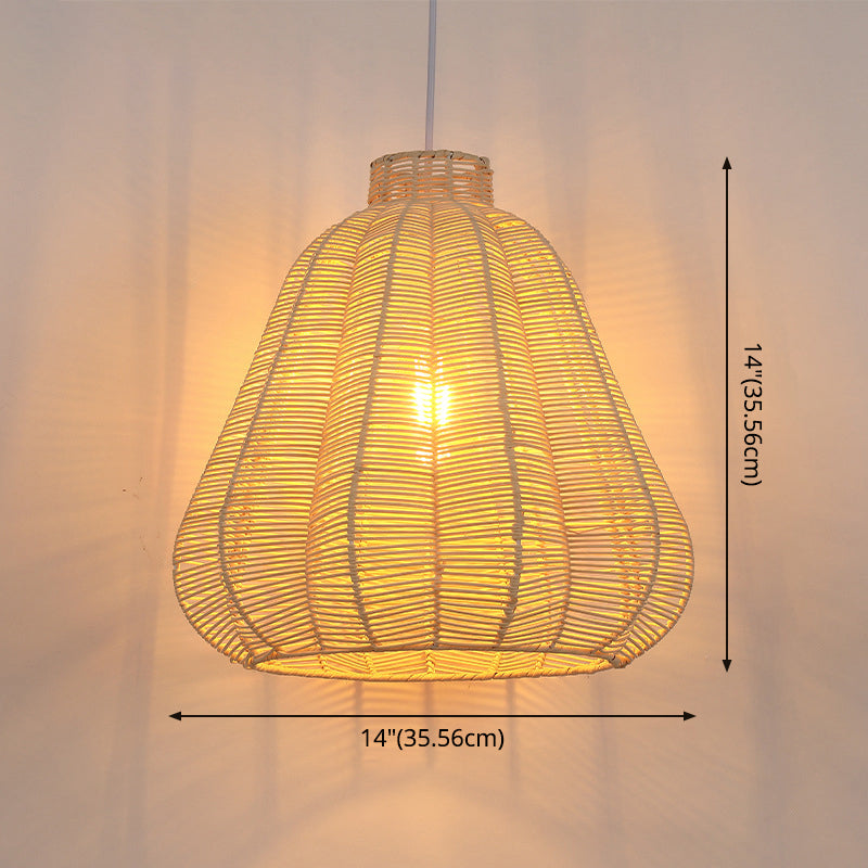 Carambola Suspension Pendant Light Creative Asian Bamboo 1 Bulb Wood Ceiling Light Clearhalo 'Ceiling Lights' 'Pendant Lights' 'Pendants' Lighting' 2593726