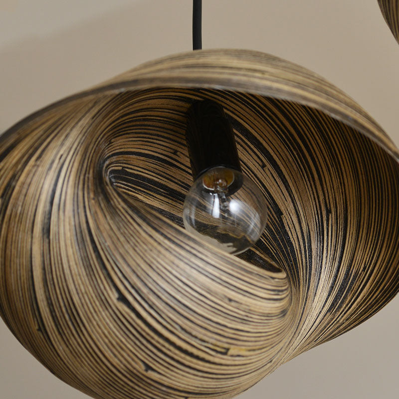 Novelty Shell Shaped Bamboo Pendant South-east Asia 1 Head Brown Hanging Light for Diner Clearhalo 'Ceiling Lights' 'Pendant Lights' 'Pendants' Lighting' 2593729