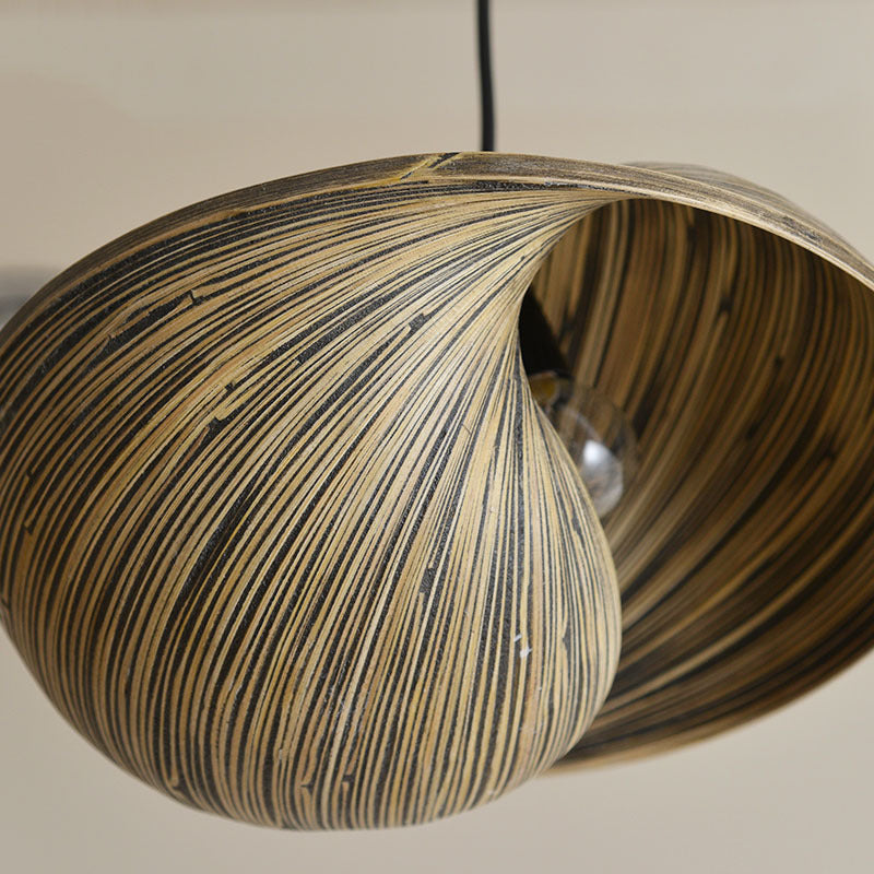 Novelty Shell Shaped Bamboo Pendant South-east Asia 1 Head Brown Hanging Light for Diner Clearhalo 'Ceiling Lights' 'Pendant Lights' 'Pendants' Lighting' 2593730