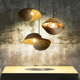 Novelty Shell Shaped Bamboo Pendant South-east Asia 1 Head Brown Hanging Light for Diner Clearhalo 'Ceiling Lights' 'Pendant Lights' 'Pendants' Lighting' 2593731