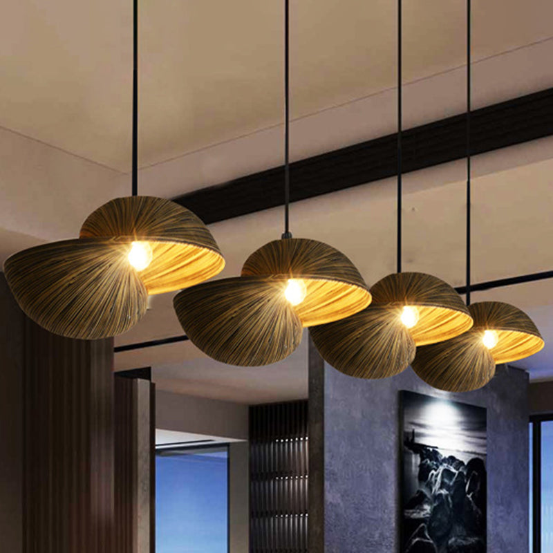 Novelty Shell Shaped Bamboo Pendant South-east Asia 1 Head Brown Hanging Light for Diner Clearhalo 'Ceiling Lights' 'Pendant Lights' 'Pendants' Lighting' 2593736