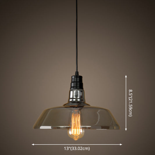 1 Bulb Smoke Grey Glass Pendant Light Industrial Black Barn Shaped Diner Suspension Lighting Clearhalo 'Art Deco Pendants' 'Cast Iron' 'Ceiling Lights' 'Ceramic' 'Crystal' 'Industrial Pendants' 'Industrial' 'Metal' 'Middle Century Pendants' 'Pendant Lights' 'Pendants' 'Tiffany' Lighting' 2593800