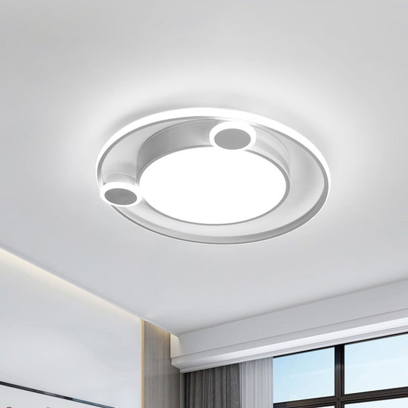 Metallic Orbit Flush Lamp with Black/White Shade Integrated Led Nordic Ceiling Mounted Light, Warm/White Light White White Clearhalo 'Ceiling Lights' 'Close To Ceiling Lights' 'Close to ceiling' 'Flush mount' Lighting' 259381