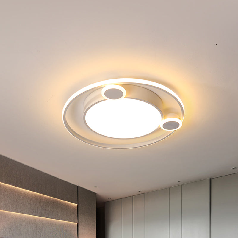 Metallic Orbit Flush Lamp with Black/White Shade Integrated Led Nordic Ceiling Mounted Light, Warm/White Light White Warm Clearhalo 'Ceiling Lights' 'Close To Ceiling Lights' 'Close to ceiling' 'Flush mount' Lighting' 259382