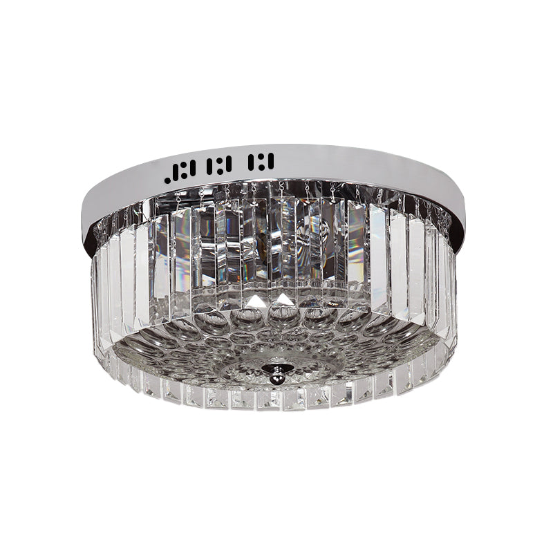 Drum Flush Mount Lamp Modernist Crystal 5 Lights Bedroom Flush-Mount Light Fixture in Chrome Finish Clearhalo 'Ceiling Lights' 'Close To Ceiling Lights' 'Close to ceiling' 'Flush mount' Lighting' 259400