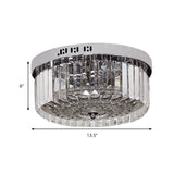 Drum Flush Mount Lamp Modernist Crystal 5 Lights Bedroom Flush-Mount Light Fixture in Chrome Finish Clearhalo 'Ceiling Lights' 'Close To Ceiling Lights' 'Close to ceiling' 'Flush mount' Lighting' 259401