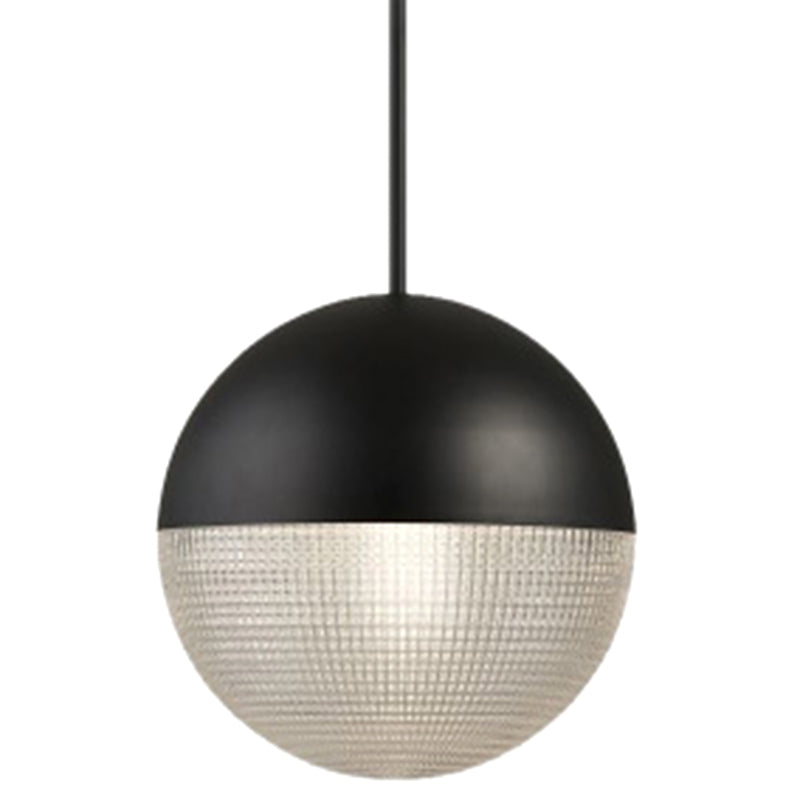 Modern Style Hemispherical Glass Hanging Light Frosted Metal Lamp Body 1-light Pendant Light for Aisle Bar Black Clearhalo 'Ceiling Lights' 'Modern Pendants' 'Modern' 'Pendant Lights' 'Pendants' Lighting' 2594151