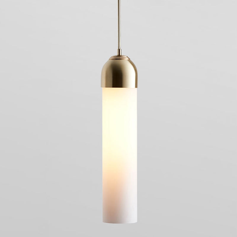 17.7" Height Minimalist Hanging Light Tube-shaped Glass 1 Light Bedside Mini Pendant Light with 47" Adjustable Cord Cream Clearhalo 'Ceiling Lights' 'Modern Pendants' 'Modern' 'Pendant Lights' 'Pendants' Lighting' 2594225