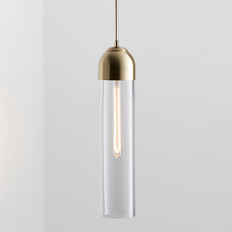 17.7" Height Minimalist Hanging Light Tube-shaped Glass 1 Light Bedside Mini Pendant Light with 47" Adjustable Cord Clearhalo 'Ceiling Lights' 'Modern Pendants' 'Modern' 'Pendant Lights' 'Pendants' Lighting' 2594227