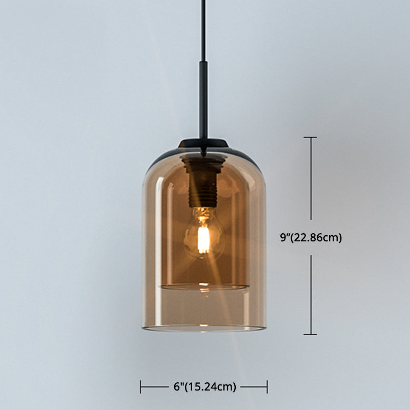 Double Glasses Shade Minimalist Hanging Light 1-light Modern Mini Pendant Light for Aisle Bedroom Clearhalo 'Ceiling Lights' 'Glass shade' 'Glass' 'Modern Pendants' 'Modern' 'Pendant Lights' 'Pendants' Lighting' 2594241