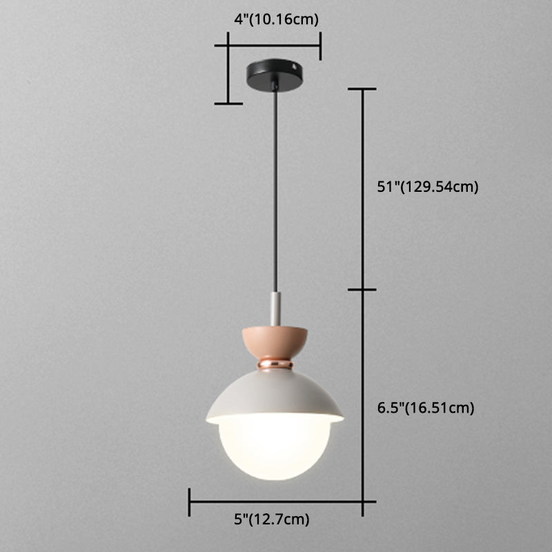 Nordic Macaroon Style Hanging Light 1 Light Frosted Metal Milk White Glass Shade Pendant Lamp for Dining Room Bedroom Clearhalo 'Ceiling Lights' 'Modern Pendants' 'Modern' 'Pendant Lights' 'Pendants' Lighting' 2594308