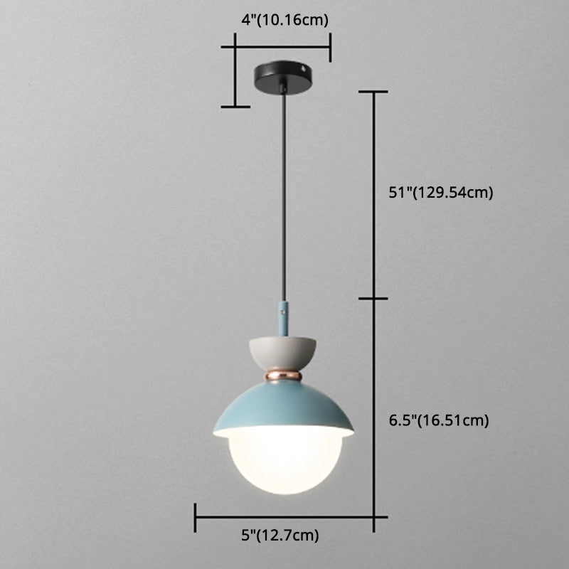 Nordic Macaroon Style Hanging Light 1 Light Frosted Metal Milk White Glass Shade Pendant Lamp for Dining Room Bedroom Clearhalo 'Ceiling Lights' 'Modern Pendants' 'Modern' 'Pendant Lights' 'Pendants' Lighting' 2594310