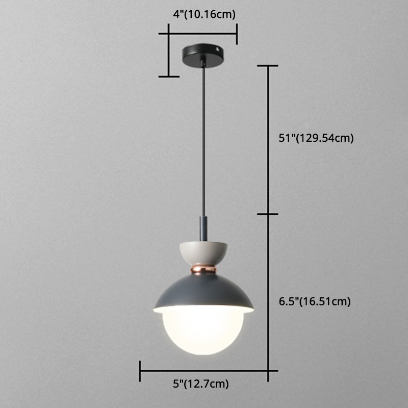 Nordic Macaroon Style Hanging Light 1 Light Frosted Metal Milk White Glass Shade Pendant Lamp for Dining Room Bedroom Clearhalo 'Ceiling Lights' 'Modern Pendants' 'Modern' 'Pendant Lights' 'Pendants' Lighting' 2594312