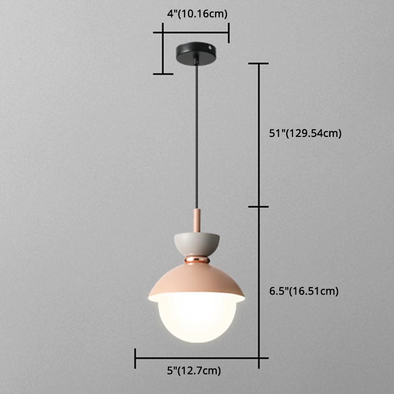 Nordic Macaroon Style Hanging Light 1 Light Frosted Metal Milk White Glass Shade Pendant Lamp for Dining Room Bedroom Clearhalo 'Ceiling Lights' 'Modern Pendants' 'Modern' 'Pendant Lights' 'Pendants' Lighting' 2594313