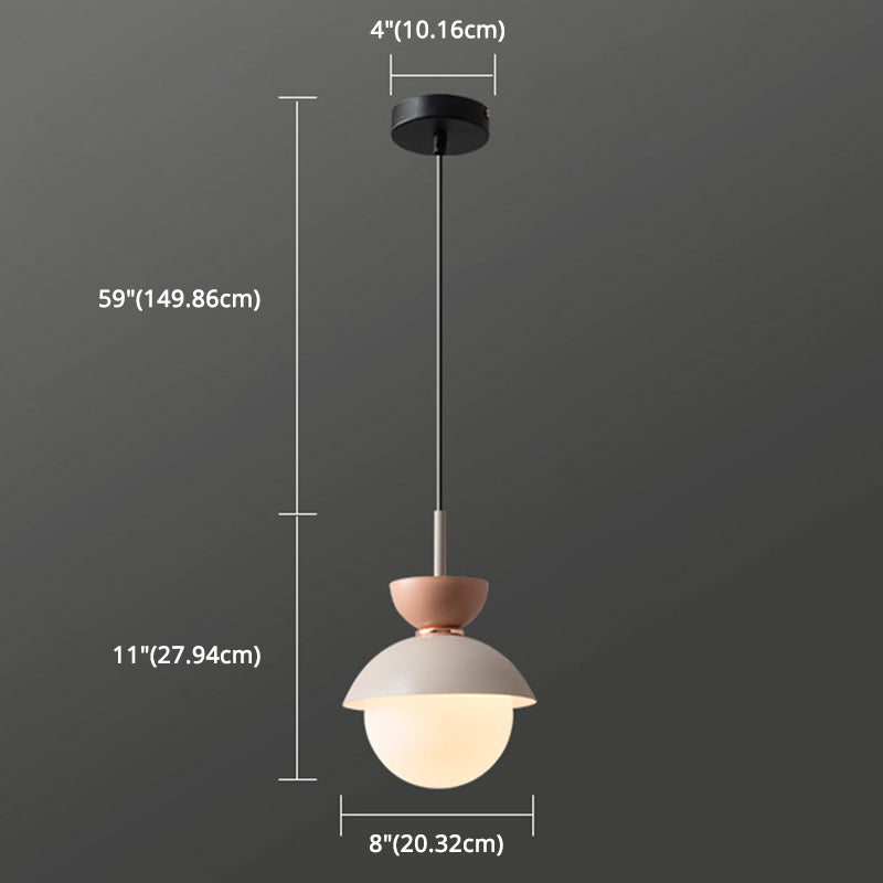 Nordic Macaroon Style Hanging Light 1 Light Frosted Metal Milk White Glass Shade Pendant Lamp for Dining Room Bedroom Clearhalo 'Ceiling Lights' 'Modern Pendants' 'Modern' 'Pendant Lights' 'Pendants' Lighting' 2594314