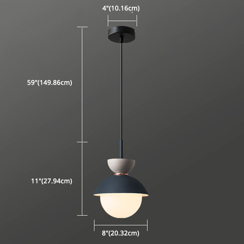 Nordic Macaroon Style Hanging Light 1 Light Frosted Metal Milk White Glass Shade Pendant Lamp for Dining Room Bedroom Clearhalo 'Ceiling Lights' 'Modern Pendants' 'Modern' 'Pendant Lights' 'Pendants' Lighting' 2594315
