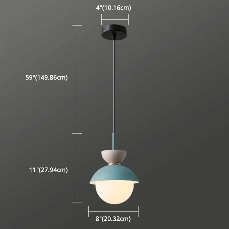 Nordic Macaroon Style Hanging Light 1 Light Frosted Metal Milk White Glass Shade Pendant Lamp for Dining Room Bedroom Clearhalo 'Ceiling Lights' 'Modern Pendants' 'Modern' 'Pendant Lights' 'Pendants' Lighting' 2594316