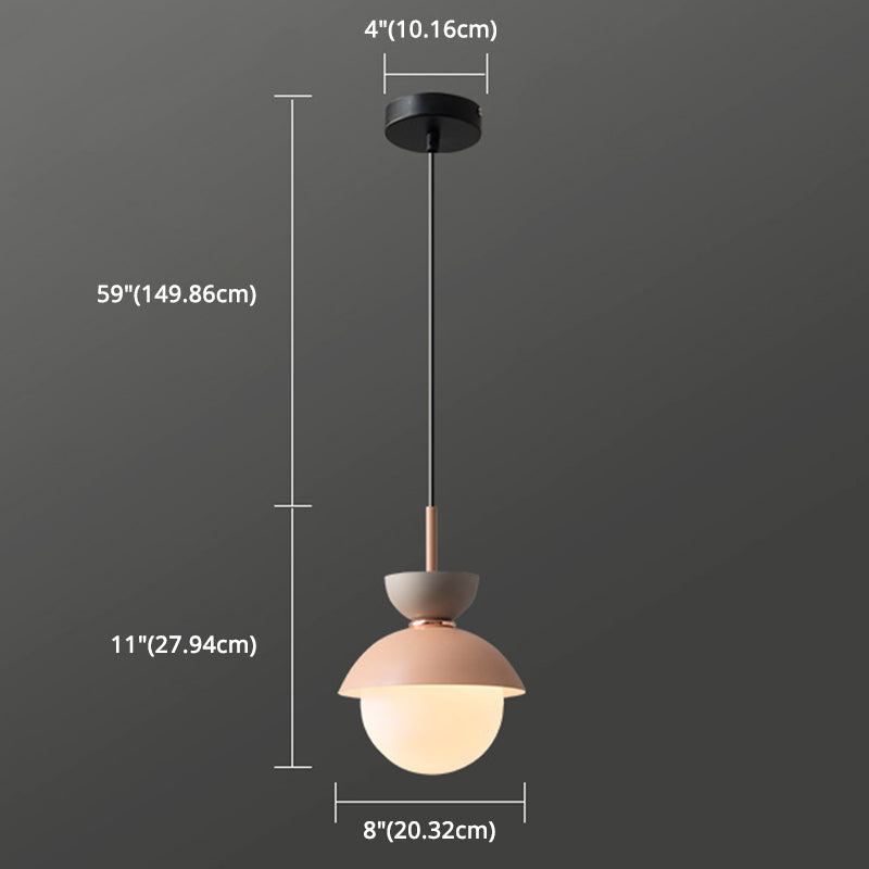 Nordic Macaroon Style Hanging Light 1 Light Frosted Metal Milk White Glass Shade Pendant Lamp for Dining Room Bedroom Clearhalo 'Ceiling Lights' 'Modern Pendants' 'Modern' 'Pendant Lights' 'Pendants' Lighting' 2594317