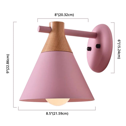 Macaroon Nordic Solid Wood Sconce Light Fixture Metal Wall Armed Sconce Lights Clearhalo 'Cast Iron' 'Glass' 'Industrial' 'Modern wall lights' 'Modern' 'Tiffany' 'Traditional wall lights' 'Wall Lamps & Sconces' 'Wall Lights' Lighting' 2594641