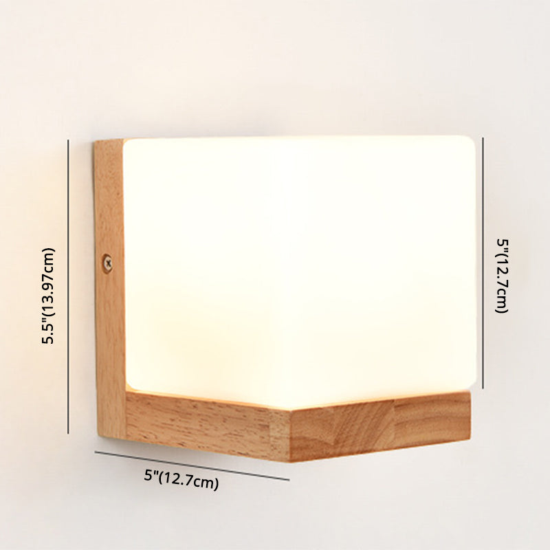 Modern Style Nordic Solid Wooden Sconce Cube Shape LED Wall Mounted Lamp for Bedroom Clearhalo 'Wall Lamps & Sconces' 'Wall Lights' Lighting' 2594723