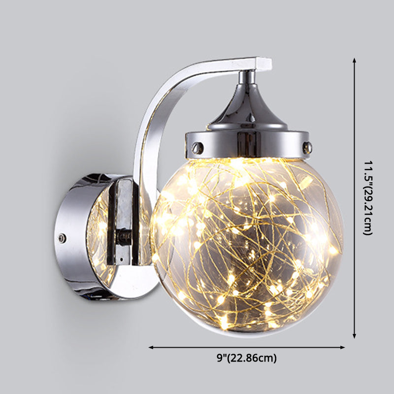 Creative Wall Sconce Spherical Shape Creative Star Lamp Warm Light for Bedroom Clearhalo 'Wall Lamps & Sconces' 'Wall Lights' Lighting' 2594734