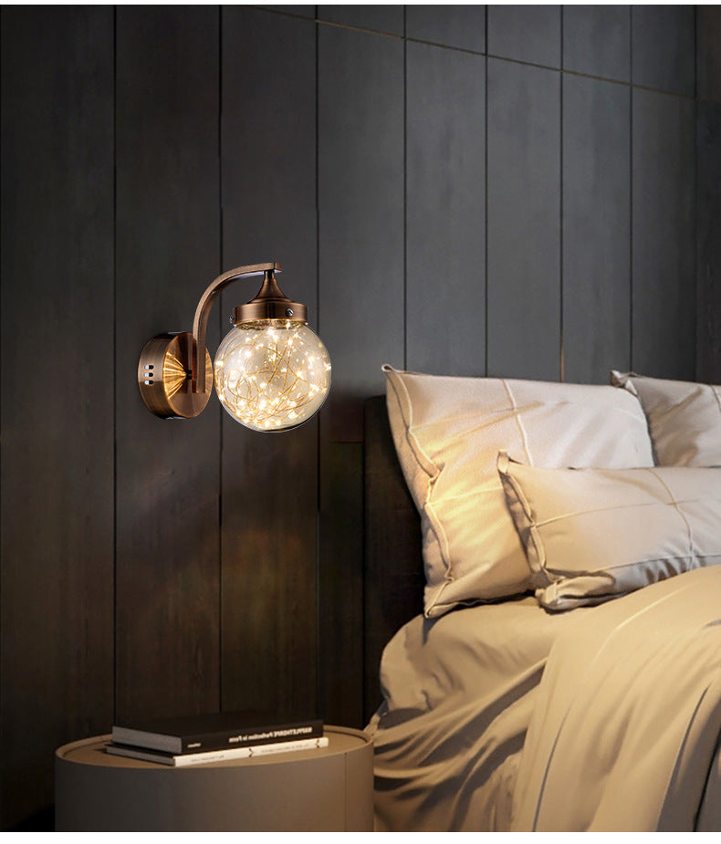 Creative Wall Sconce Spherical Shape Creative Star Lamp Warm Light for Bedroom Clearhalo 'Wall Lamps & Sconces' 'Wall Lights' Lighting' 2594739