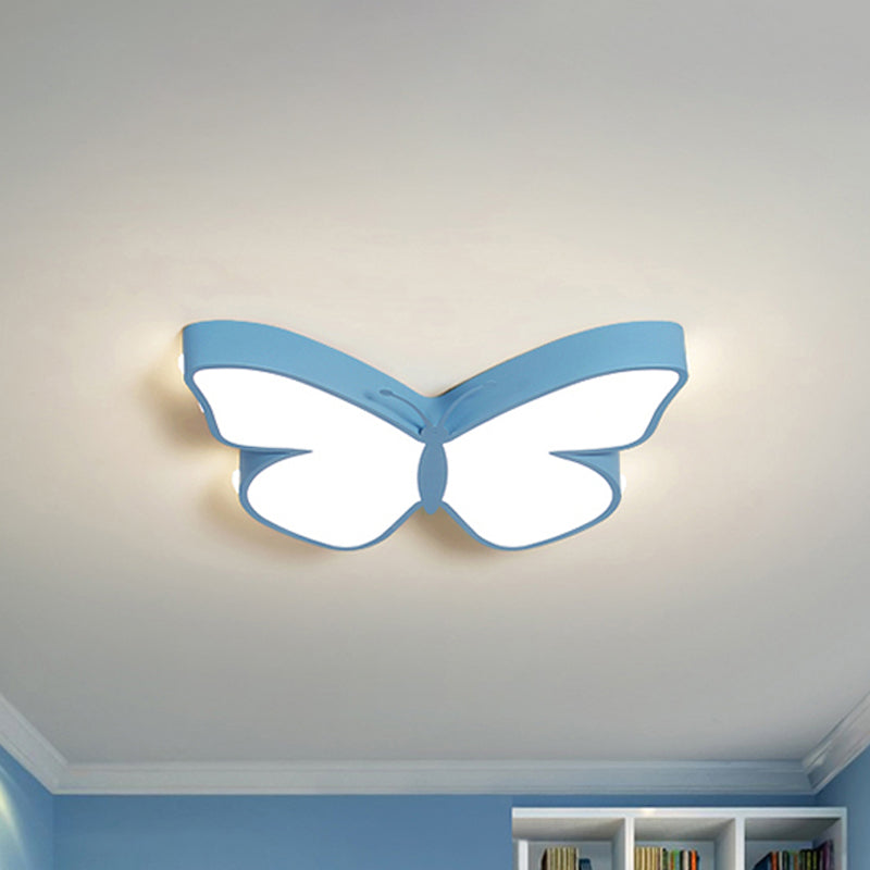 White/Pink/Blue Butterfly Flush Mount Lamp Cartoon Acrylic Flush Mount Led Light in Warm/White Light, 19.5"/23.5" W Clearhalo 'Ceiling Lights' 'Close To Ceiling Lights' 'Close to ceiling' 'Flush mount' Lighting' 259503