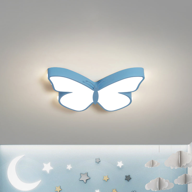 White/Pink/Blue Butterfly Flush Mount Lamp Cartoon Acrylic Flush Mount Led Light in Warm/White Light, 19.5"/23.5" W Clearhalo 'Ceiling Lights' 'Close To Ceiling Lights' 'Close to ceiling' 'Flush mount' Lighting' 259504