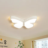 White/Pink/Blue Butterfly Flush Mount Lamp Cartoon Acrylic Flush Mount Led Light in Warm/White Light, 19.5"/23.5" W Clearhalo 'Ceiling Lights' 'Close To Ceiling Lights' 'Close to ceiling' 'Flush mount' Lighting' 259507