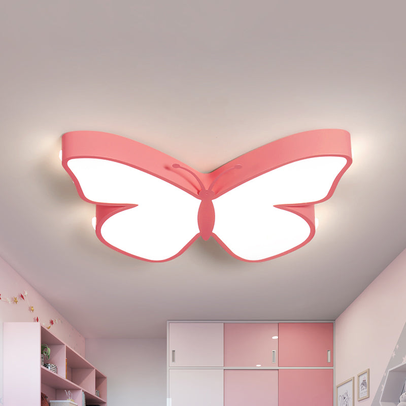 White/Pink/Blue Butterfly Flush Mount Lamp Cartoon Acrylic Flush Mount Led Light in Warm/White Light, 19.5"/23.5" W Clearhalo 'Ceiling Lights' 'Close To Ceiling Lights' 'Close to ceiling' 'Flush mount' Lighting' 259510