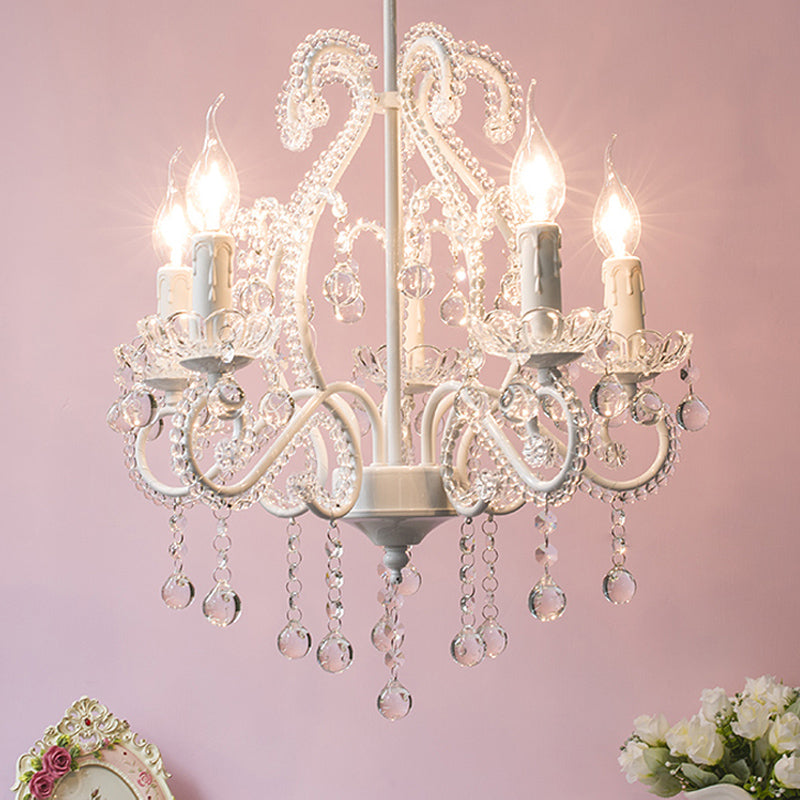 White Candle Chandelier Lighting Fixture with Crystal Decoration Modern 5 Heads Chandelier Lamp for Foyer White Clearhalo 'Ceiling Lights' 'Chandeliers' Lighting' options 259561_1f70e4d4-49b9-4c5a-ba43-02eaa5e4de00