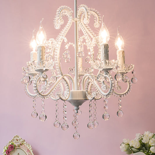 White Candle Chandelier Lighting Fixture with Crystal Decoration Modern 5 Heads Chandelier Lamp for Foyer Clearhalo 'Ceiling Lights' 'Chandeliers' Lighting' options 259561