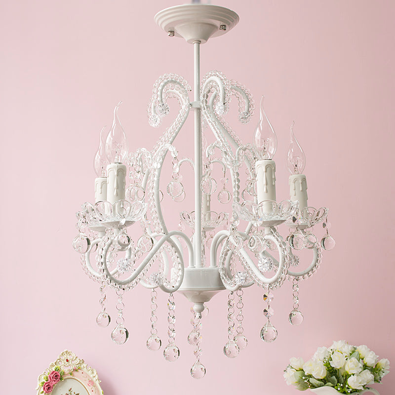 White Candle Chandelier Lighting Fixture with Crystal Decoration Modern 5 Heads Chandelier Lamp for Foyer Clearhalo 'Ceiling Lights' 'Chandeliers' Lighting' options 259562