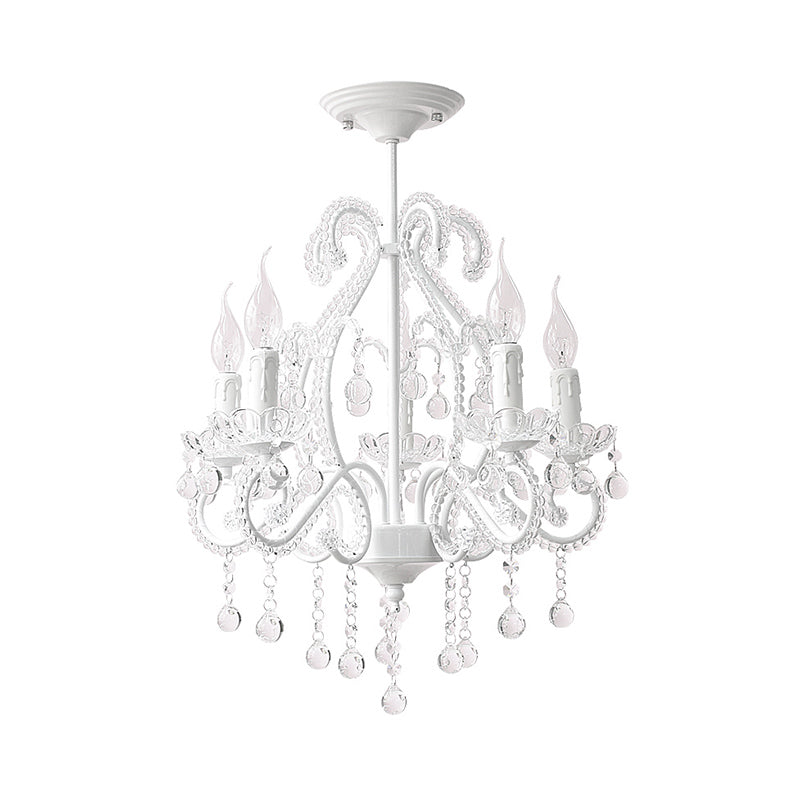 White Candle Chandelier Lighting Fixture with Crystal Decoration Modern 5 Heads Chandelier Lamp for Foyer Clearhalo 'Ceiling Lights' 'Chandeliers' Lighting' options 259563