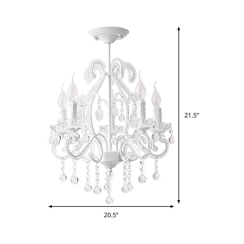 White Candle Chandelier Lighting Fixture with Crystal Decoration Modern 5 Heads Chandelier Lamp for Foyer Clearhalo 'Ceiling Lights' 'Chandeliers' Lighting' options 259564