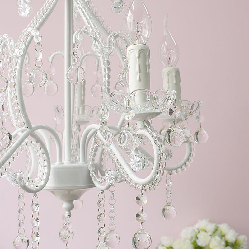 White Candle Chandelier Lighting Fixture with Crystal Decoration Modern 5 Heads Chandelier Lamp for Foyer Clearhalo 'Ceiling Lights' 'Chandeliers' Lighting' options 259565