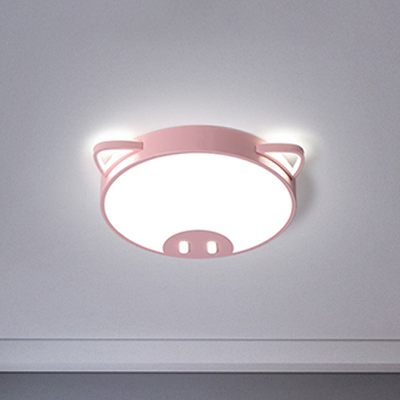 Pink/Blue Pig Ceiling Mounted Fixture Cartoon Acrylic LED Flush Ceiling Light in Warm/White Light, 19.5"/23.5" Width Clearhalo 'Ceiling Lights' 'Close To Ceiling Lights' 'Close to ceiling' 'Flush mount' Lighting' 259602